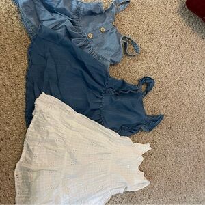 Blue and White Sleeveless Dresses